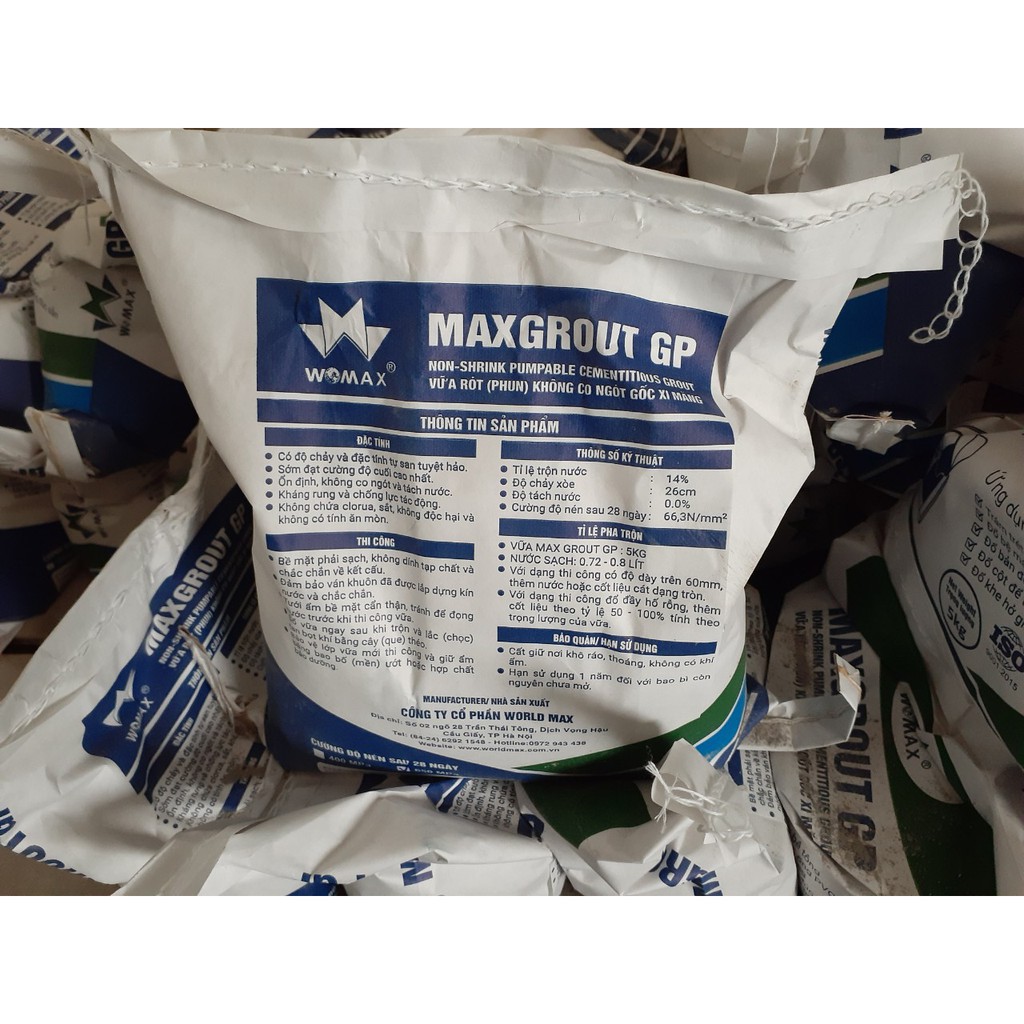 MaxGrout GP - 5kg và 25kg - Vữa Rót Tự Chảy Không Co Ngót Cường Độ Cao