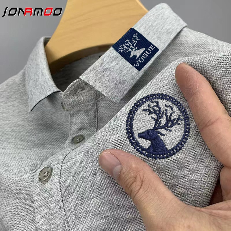 Áo polo Ngắn Tay Form Rộng Thêu Họa Tiết Dành Cho Nam