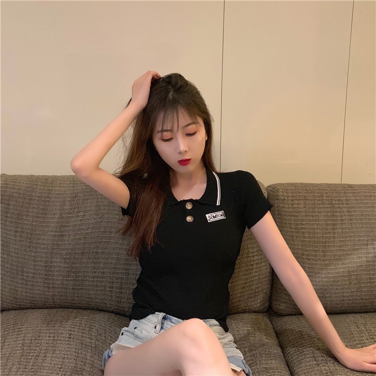 Áo thun ZHELIHANGFEI polo tay ngắn phong cách hong kong thời trang mùa hè hàng mới dành cho bạn nữ