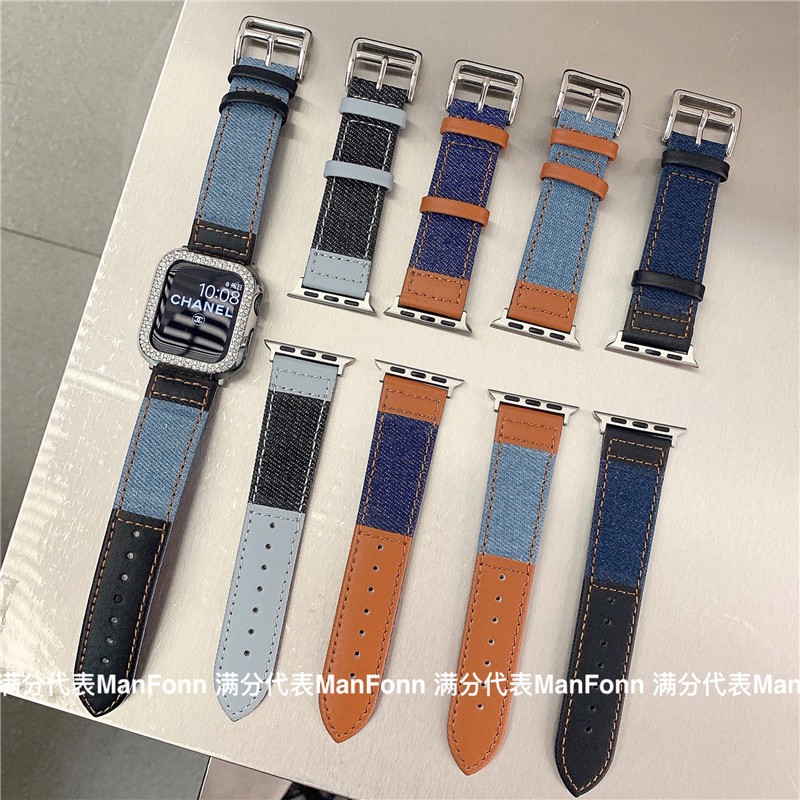 Dây Đồng Hồ Chất Liệu Da Pu Dày 41mm 45mm 38mm 40mm 42 mm 44mm Cho Apple Iwatch 7 6 5 Se 4 3 2