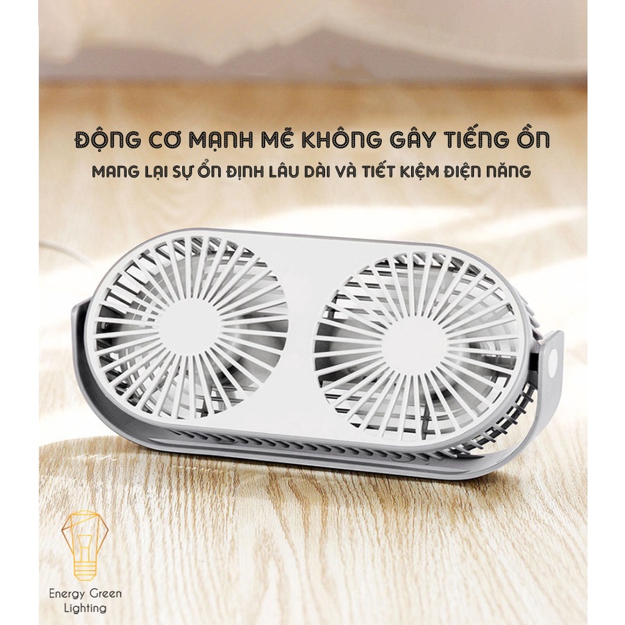 Quạt Tích Điện Energy Green Lighting Couple Fan AQ20W Siêu Nhẹ - Pin Khỏe - Khuếch Tán Tinh Dầu- 3 Chế Độ Mát