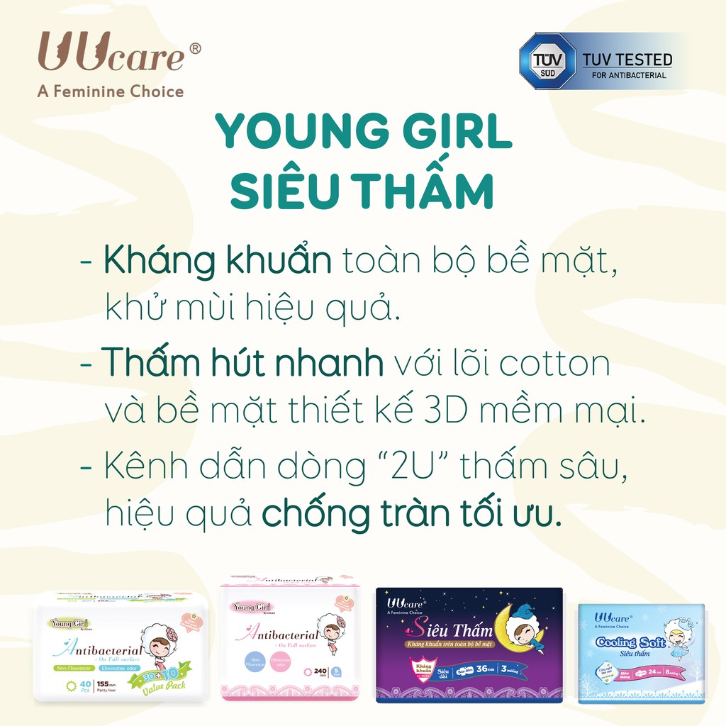 [Mã BMBAU50 giảm 50K đơn 150K] Băng vệ sinh UUcare Young Girl (2 Miếng dùng thử)