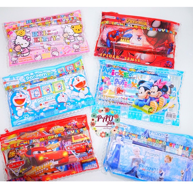 Bộ Dụng Cụ Học Tập Hình Các Nhân Vật Trong Phim Hoạt Hình "frozen / Doraemon / Cars / Little Pony"