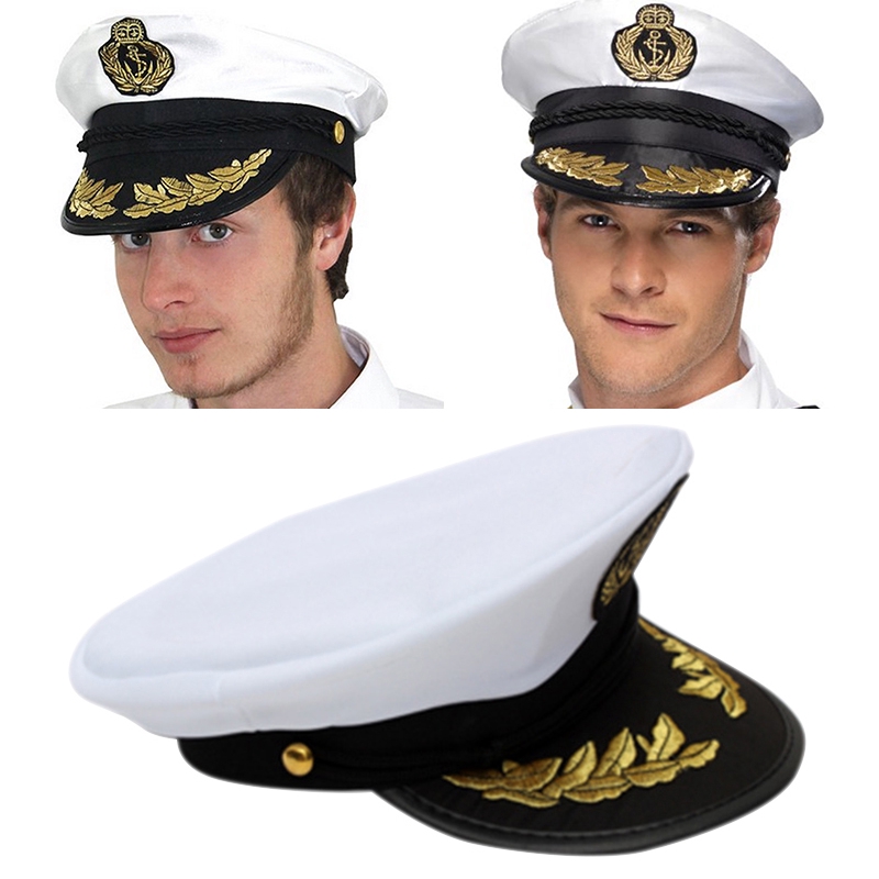 Sailor Yacht Captain Navy Cap Nautical Hat White V9R7