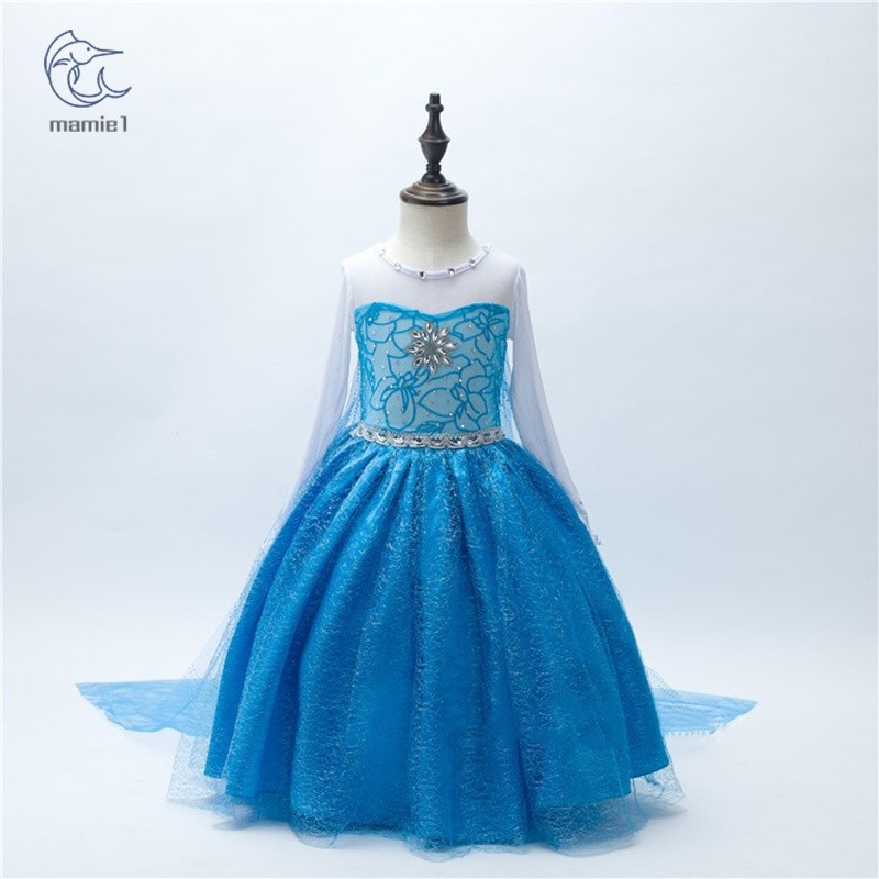 Đầm Công Chúa Elsa Tay Dài Cho Bé Gái 2017