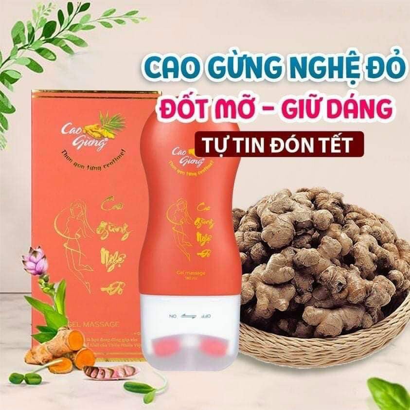 Thanh Lăn Cao Gừng Nghệ Đỏ Tan Mỡ Vùng Eo, Đùi, Bắp Tay, Bắp Chân, Nọng Cằm Dung Tích 180m