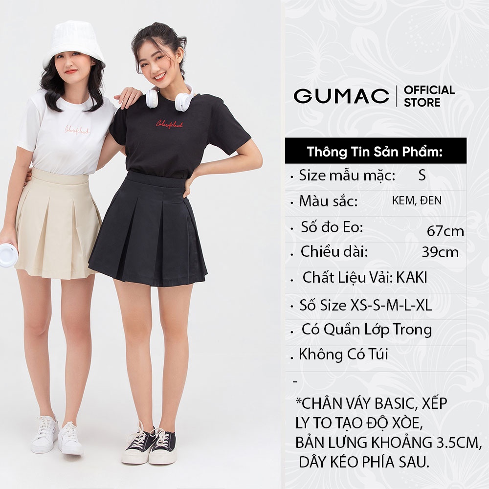 Chân váy nữ xếp ly GUMAC nhiều màu năng động VB855 | BigBuy360 - bigbuy360.vn
