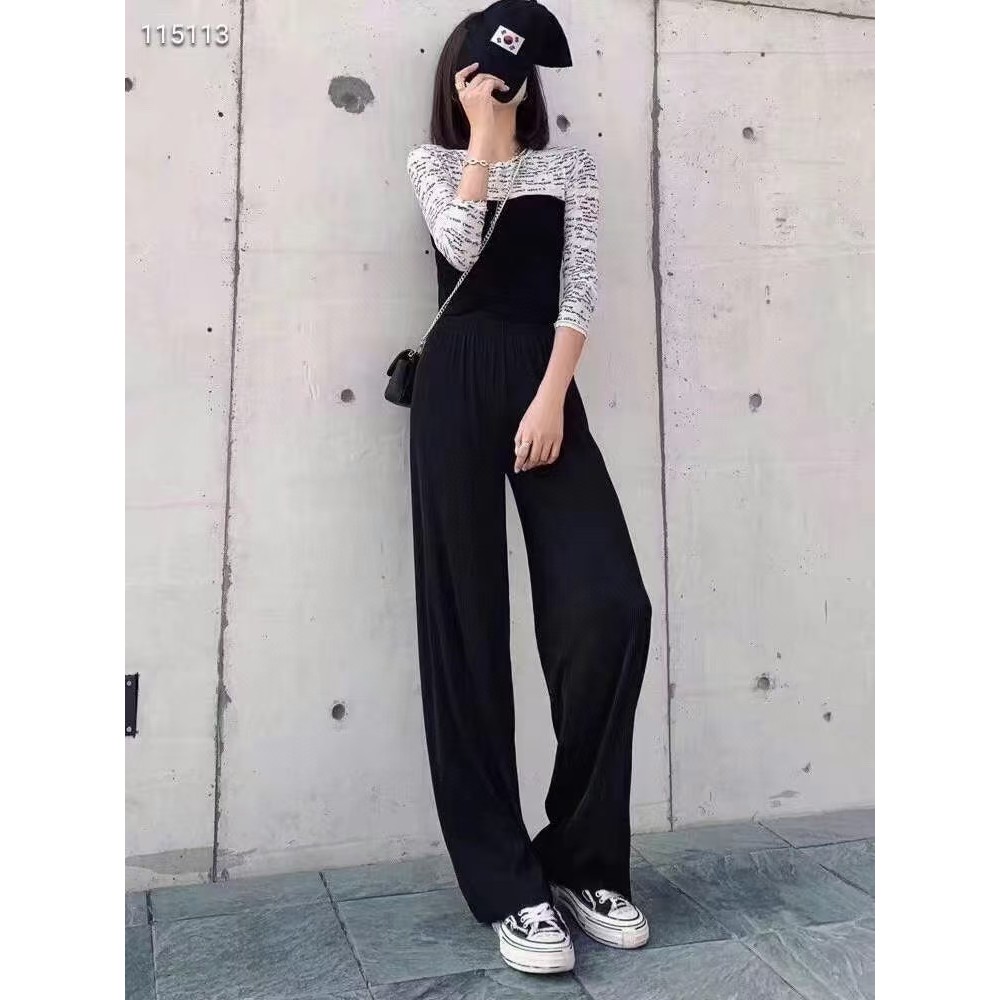 Quần thun Culottes ZARA gân tăm ống rộng HACK DÁNG hàng SIÊU CẤP Freesize &lt; 60kg