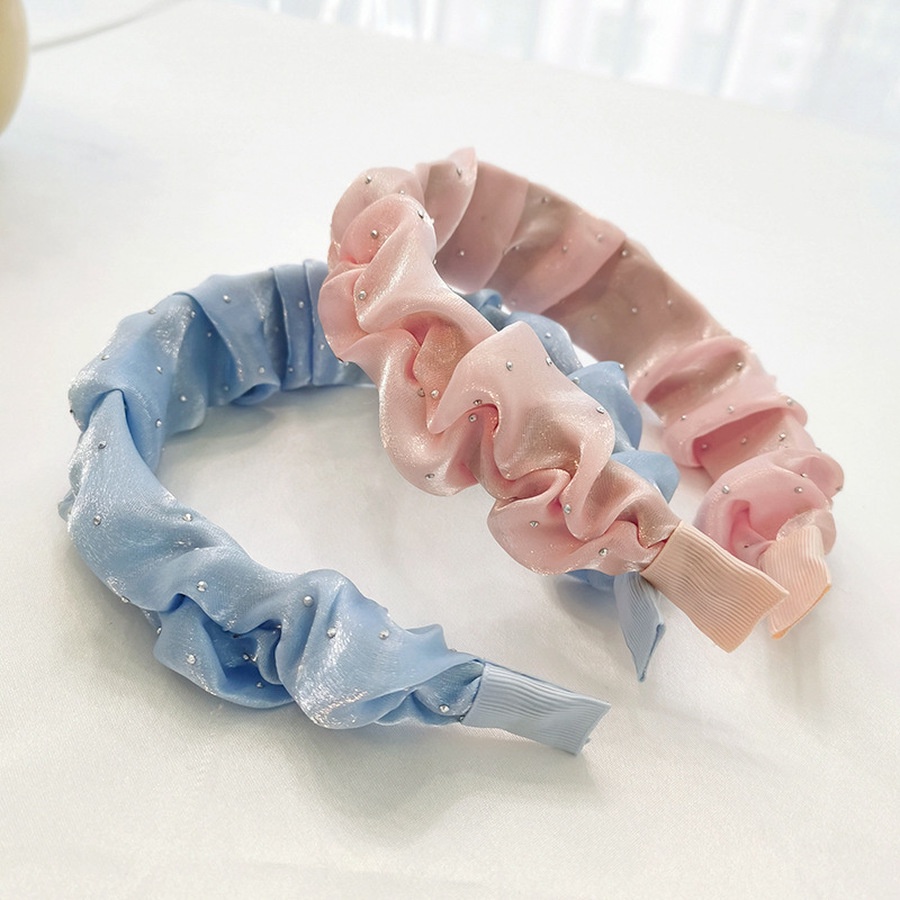Băng đô bản rộng xếp ly đính đá lấp lánh phong cách Hàn Quốc xinh xắn cho nữ