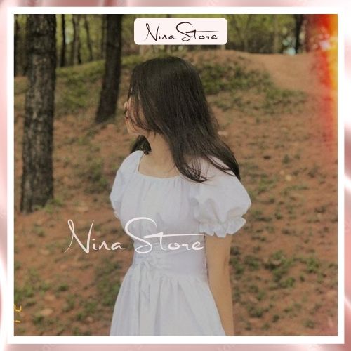 Váy nữ dáng dài dây đan lệch tầng xẻ tà tay bồng chất đũi mềm 2 màu đen trắng sexy tiểu thư cá tính NinaStore