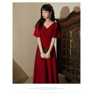 Đầm Xếp Ly Dáng Dài Đỏ Đô