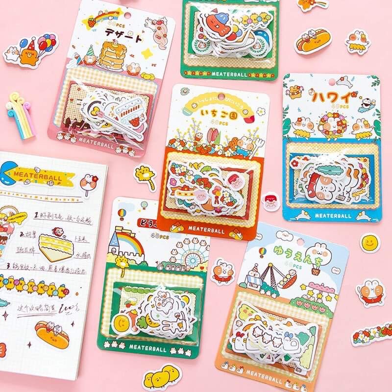🐽Sticker32 Set 40 miếng sticker thỏ mập