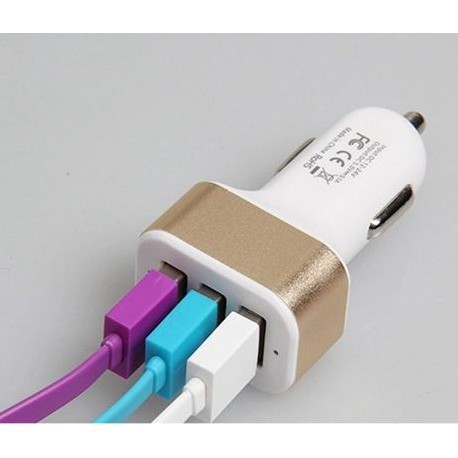 Tẩu Sạc 3 Cổng USB Trên Ô Tô (Input 12-24V,  Ba Cổng Ra Ouput 5V/1-2.1A) Sạc Điện Thoại, Iphone, Ipad, MP3