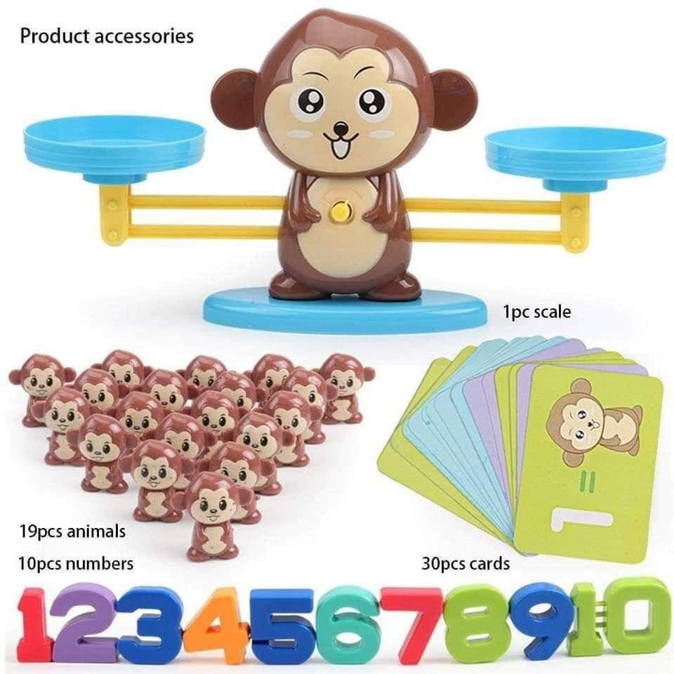 Đồ chơi phát triển trí thông minh cho trẻ em - Bộ dụng cụ khỉ cân bằng toán học - Đồ chơi giáo dục phát triển tư duy