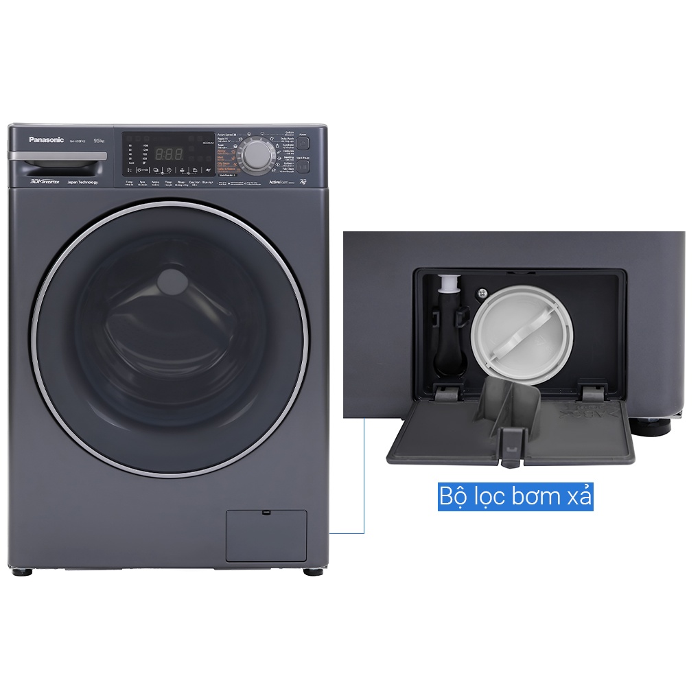 [Mã 154ELSALE2 giảm 7% đơn 300K] Máy giặt cửa trước Panasonic 9.5kg NA-V95FX2BVT - Bảo hành Chính hãng