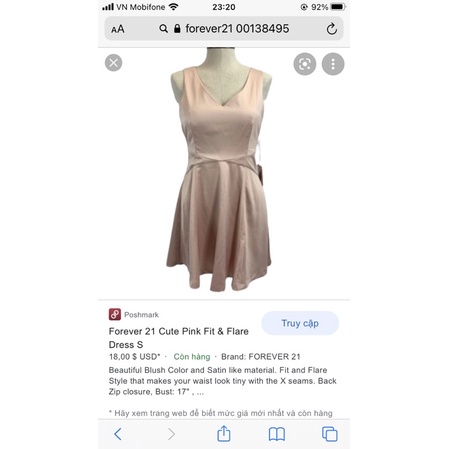 Thanh lý váy đầm màu hồng phấn nhạt của hãng Forever 21