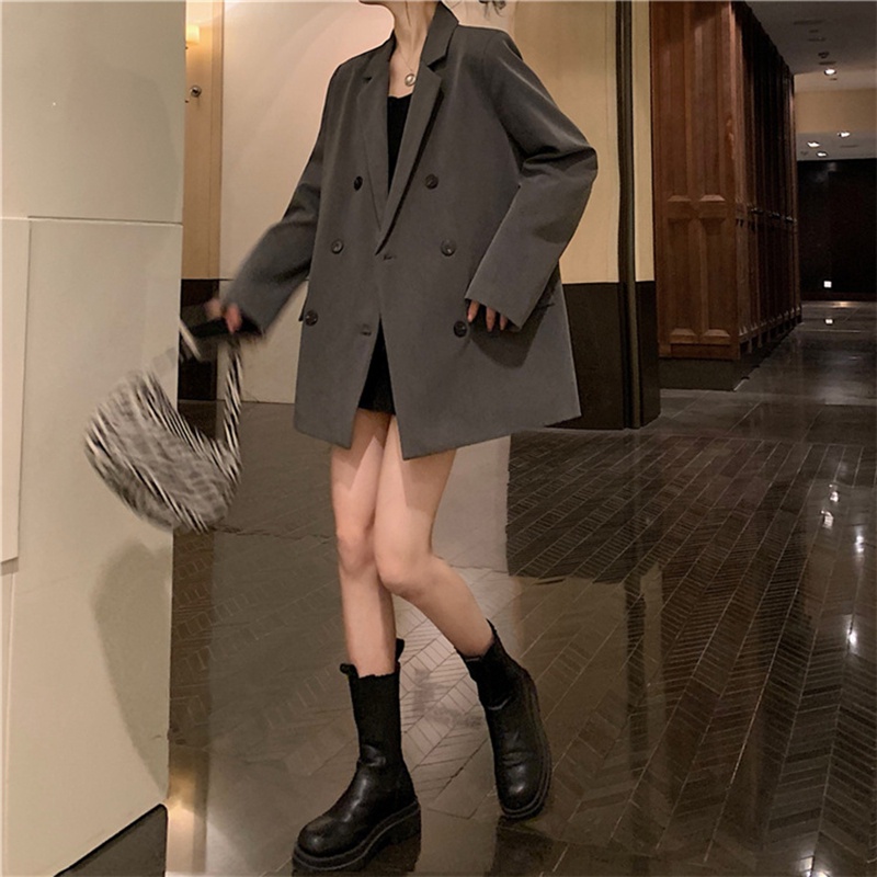 Áo khoác vest IELGY dáng rộng cỡ nhỏ phong cách Hàn Quốc thời trang cho nữ