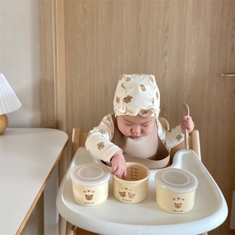 Tô đựng thức ăn bằng gốm có nắp đậy phong cách Hàn Quốc cho bé