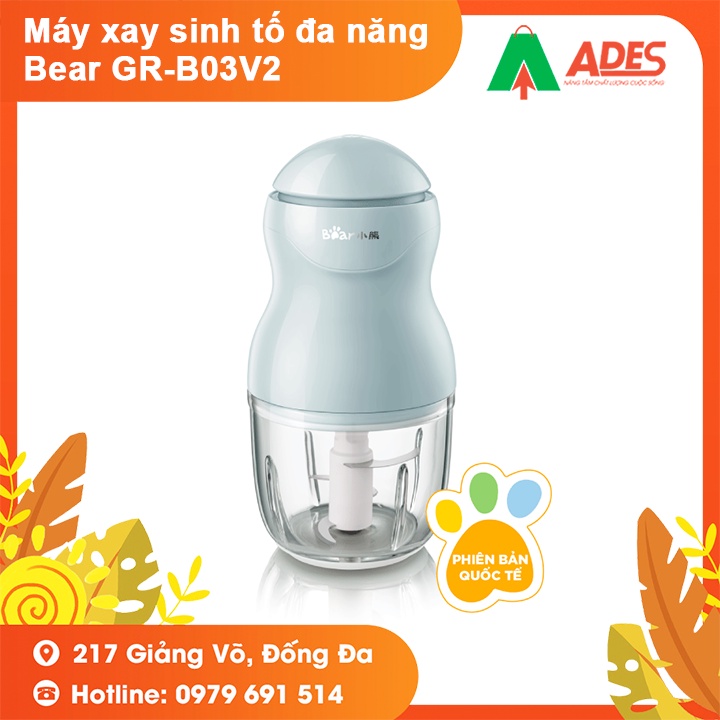 Máy xay sinh tố đa năng Bear GR-B03V2 - BẢN QUỐC TẾ - Bảo Hành Chính Hãng - Máy Xay Cầm Tay, Xay Thực Phẩm, Xay Đa Năng