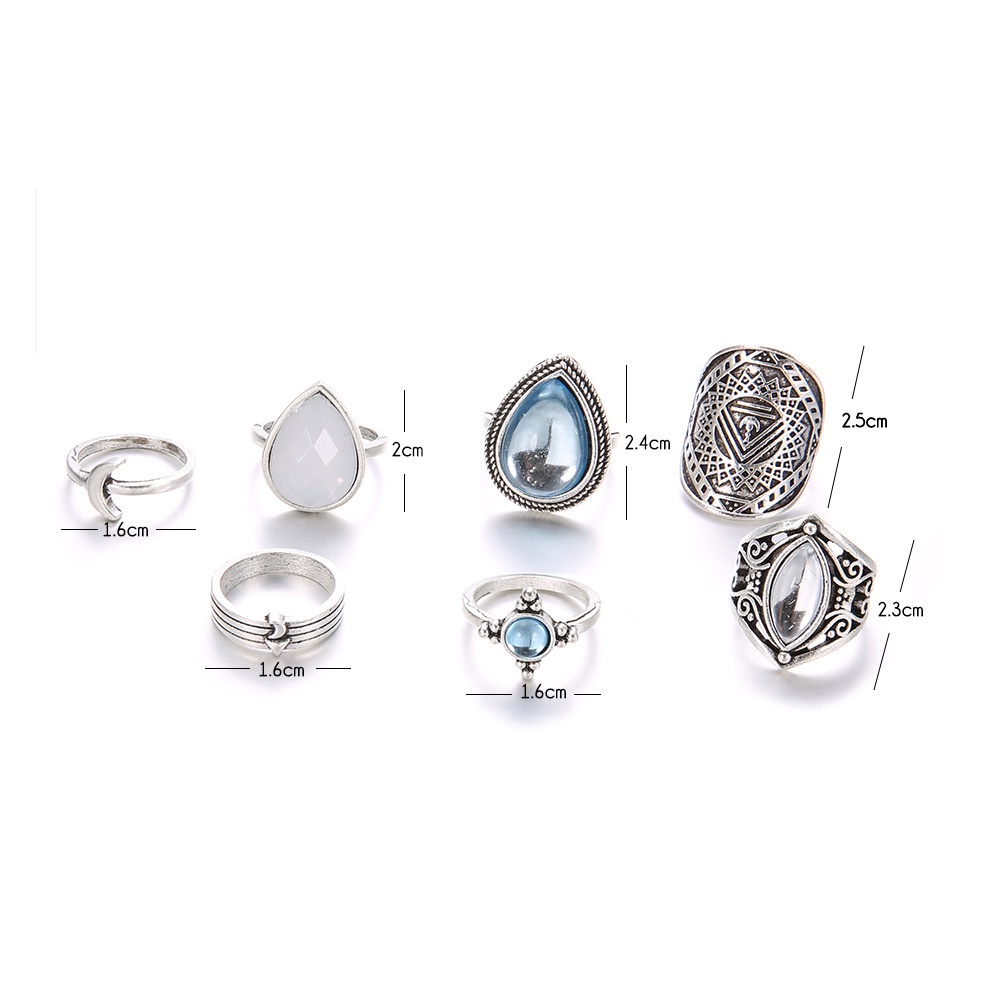 Set 7 nhẫn phong cách cổ điển dễ thương thời trang