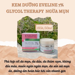 Kem dưỡng Eveline Glycol Therapy 7% cho da dầu, da mụn giúp giảm mụn, thâm, kiềm dầu