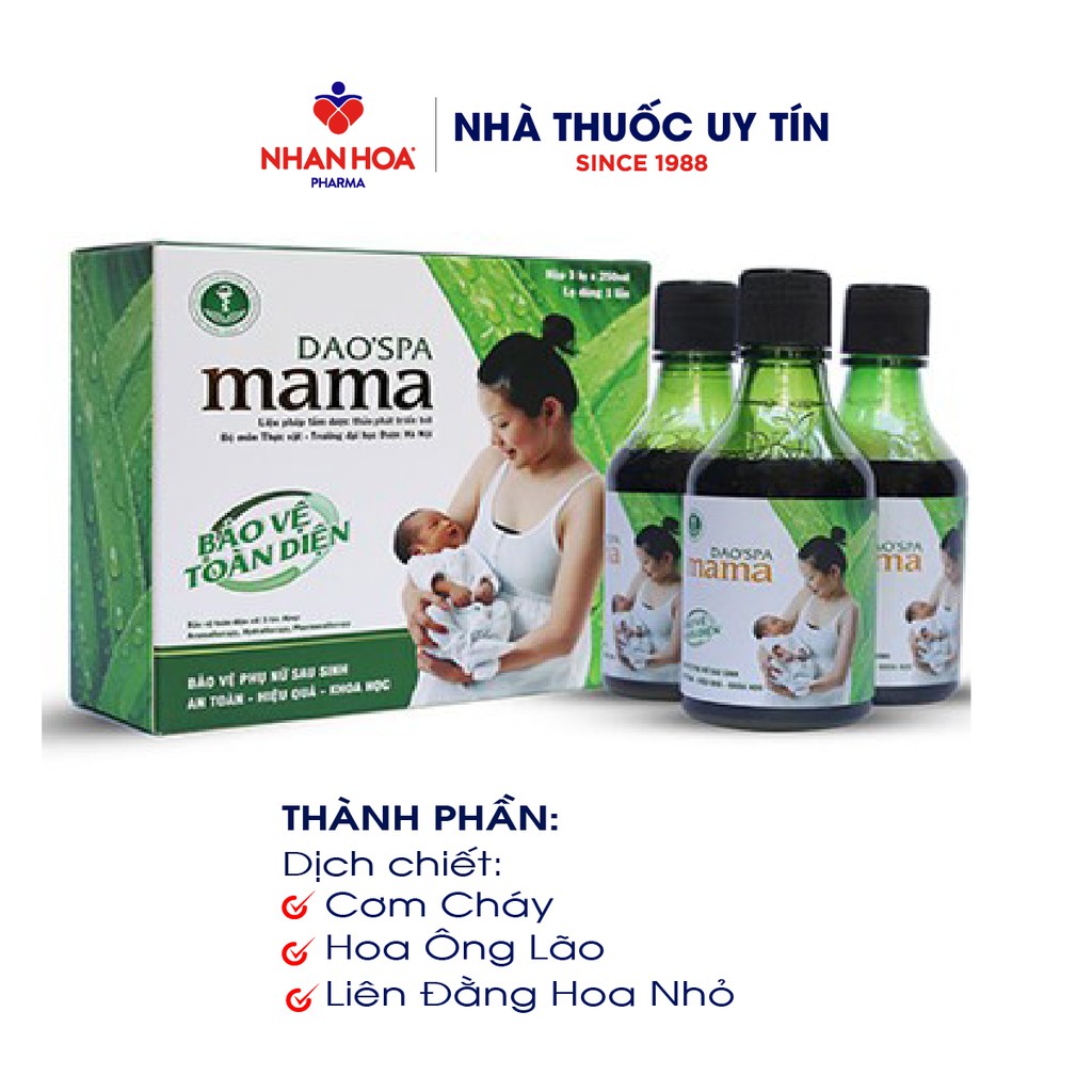 Dung Dịch Xông Tắm Phục Hồi Sức Khỏe Cho Phụ Nữ Sau Sinh Dao’Spa Mama hộp 3 chai