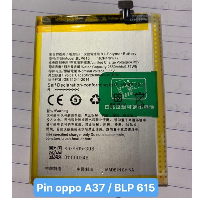 Pin Zin cho Oppo Neo 9, Oppo A37 A37M BLP615 dung lượng 2630mAh