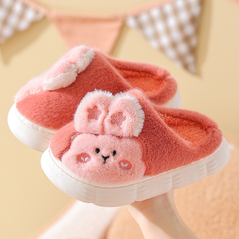 (TH34) Dép Bông Trẻ Em, Dép Bông Đi Trong Nhà Cho Bé Họa Tiết Thỏ Đáng Yêu