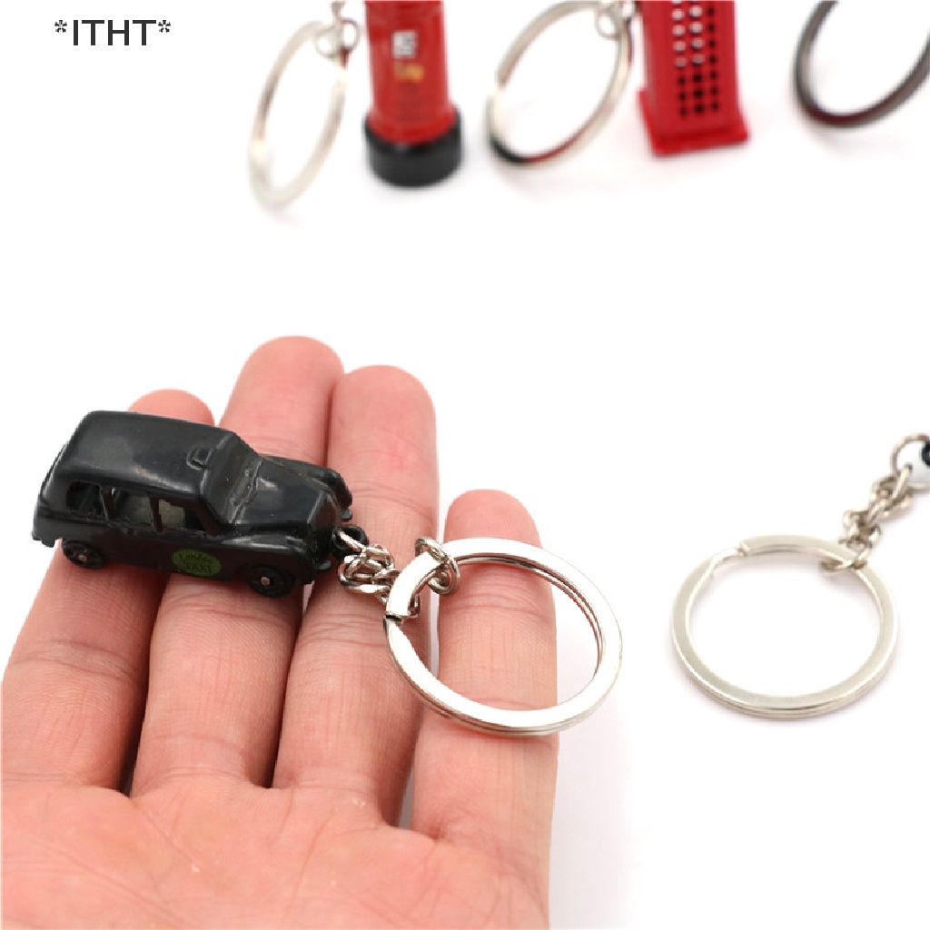[ITHT] Móc Khóa Mô Hình Xe Buýt Taxi Đỏ Thu Nhỏ London