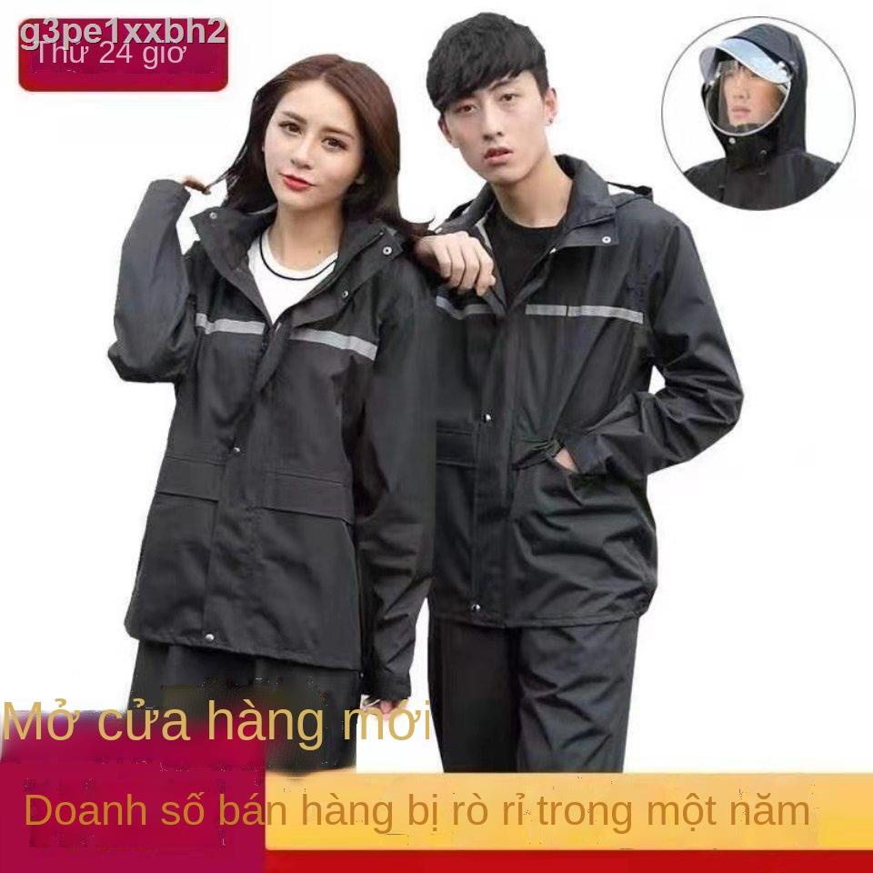 ❦✵Áo mưa quần đi phù hợp với nam và nữ người lớn xẻ tà xe máy hai lớp ắc quy bộ đề phòng bão
