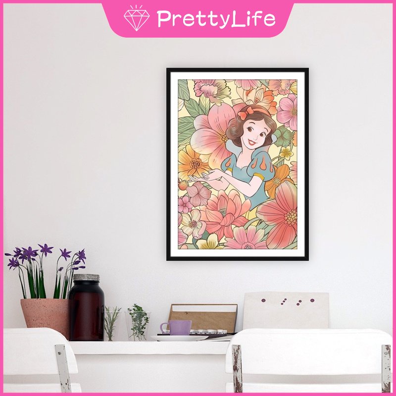 Bộ Tranh Đính Đá 5D Tự Làm Kích Thước 30x40cm Hình Công Chúa Disney Trang Trí Nhà Cửa