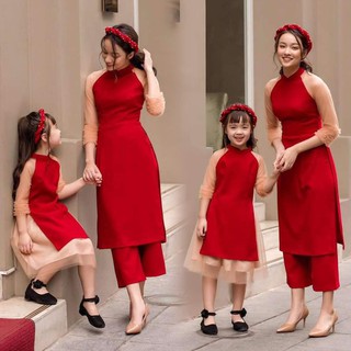 Sét áo dài cách tân phối ren tay bèo - VBEO238