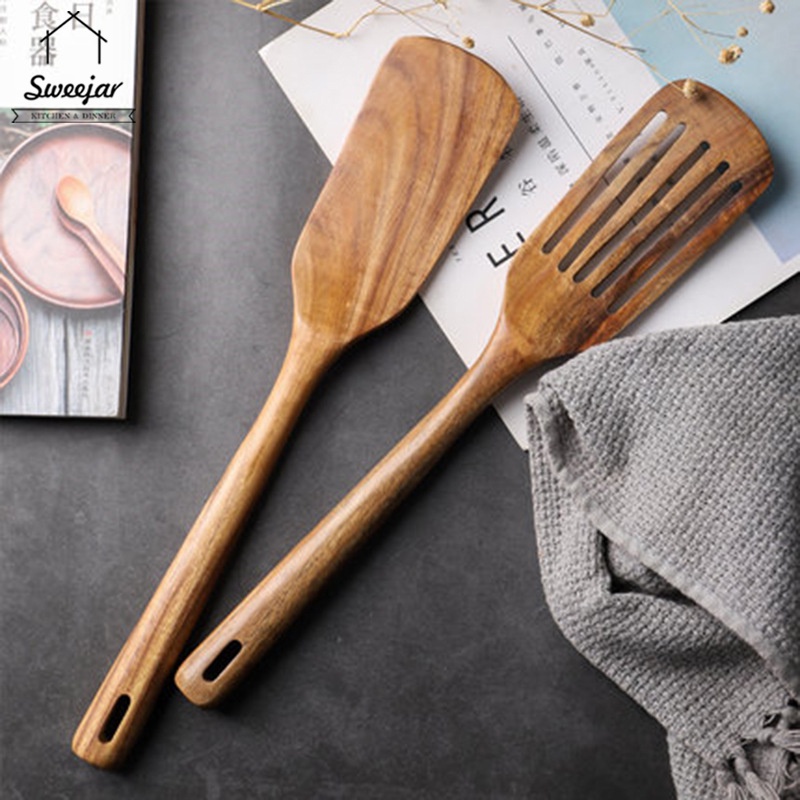 Thìa/ Muỗng gỗ SWEEJAR cán dài nấu nướng tiện lợi cho nhà bếp