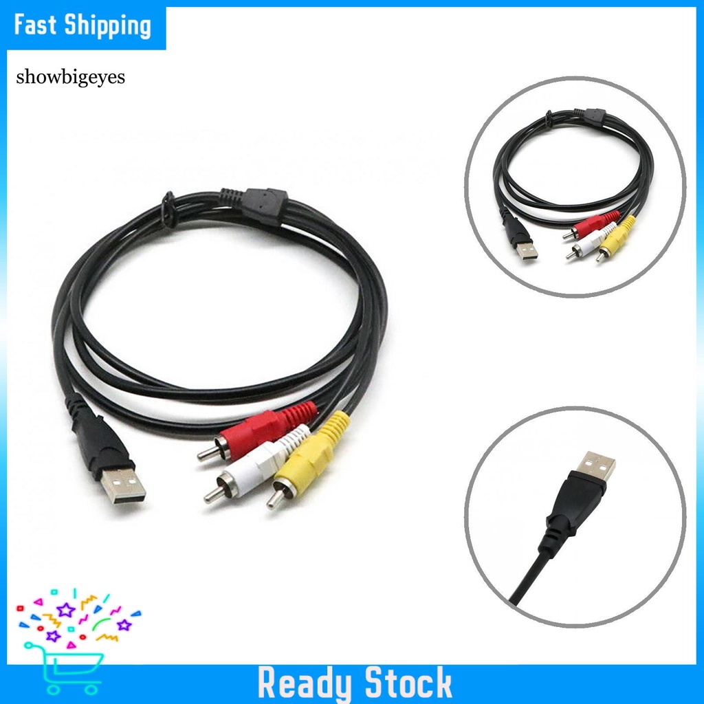 Dây Cáp Chuyển Đổi 3 Cổng Rca Male Sang Usb Female Aux Audio Video