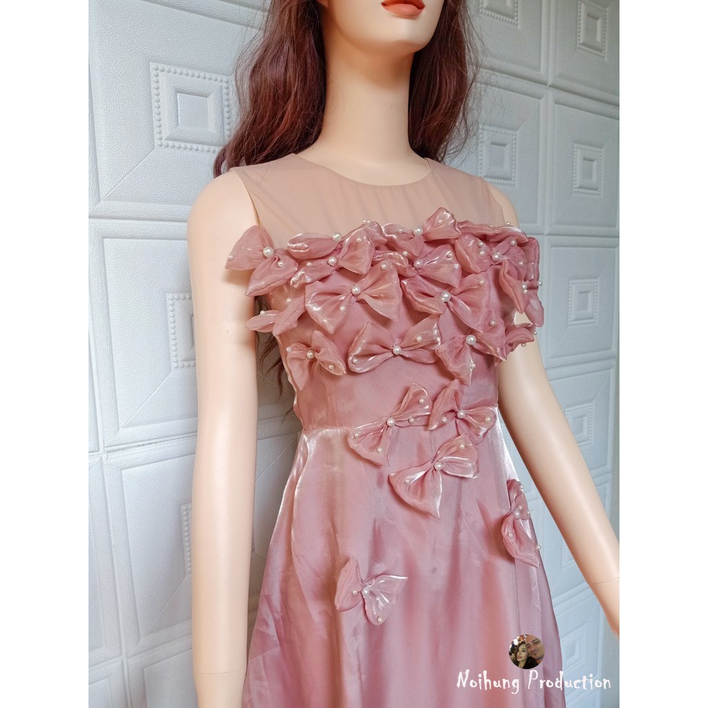 đủ size s m l Váy đầm thiết kế hotgirl dáng xòe dài đính nơ handmade cao cấp đi tiệc cưới trẻ trung xinh đẹp sexy