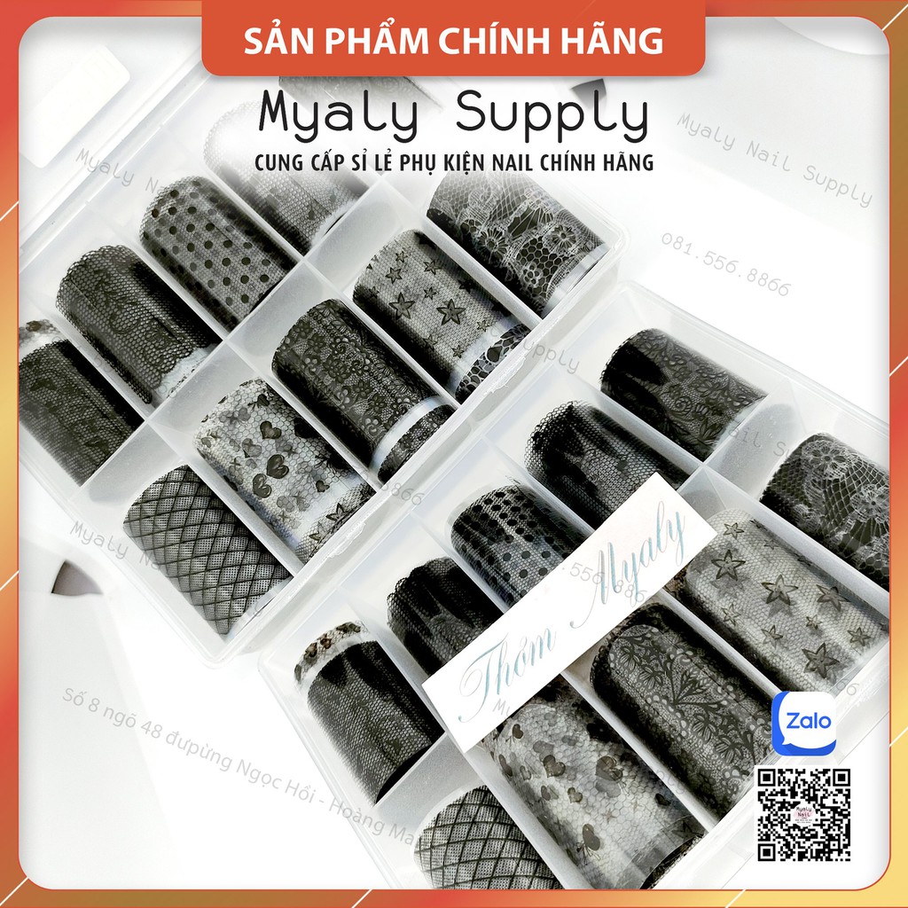 Foil Dán Móng Thương Hiệu Vân Đá Hoa Nghệ Thuật Set 10 Cuộn