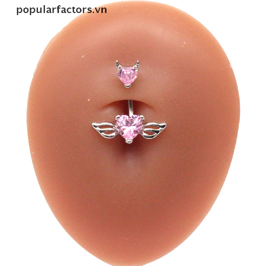 Khuyên rốn hình đôi cánh đính đá pha lê thời trang