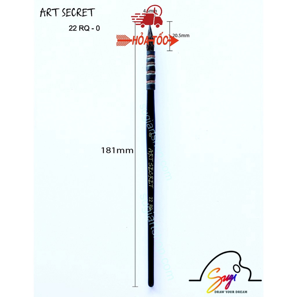 Cọ mop Art Secret 22RQ (dòng họa sĩ) size 0 đến size 8 [ Sugi art shop]