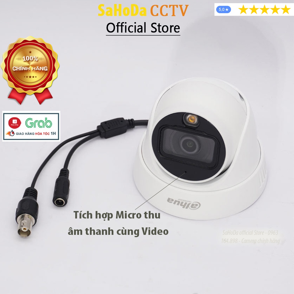 Bộ camera Dahua Colorvu tích hợp micro, Trọn bộ camera Dahua 8 mắt có màu ban đêm tích hợp micro thu âm chính hãng