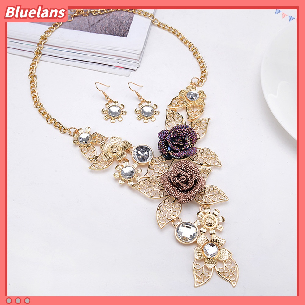 Bộ Vòng cổ + Đôi Bông Tai Hình Chiếc Lá Thời Trang Cho Nữ