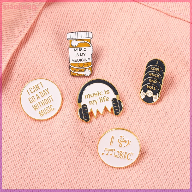 Ghim Cài Áo Hình Chai Thuốc / Tai Nghe Tráng Men In Chữ Love Sáng Tạo