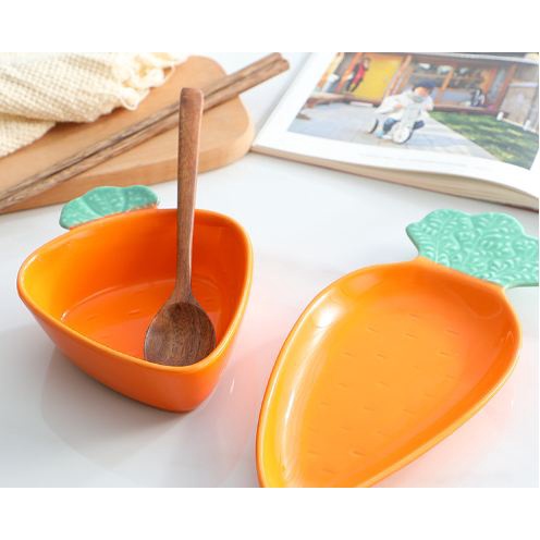 Bát Đĩa Ăn Dặm Gốm Sứ Hình Củ Cà Rốt, Bát Ăn Dặm Cho Bé Hình Ngộ Nghĩnh