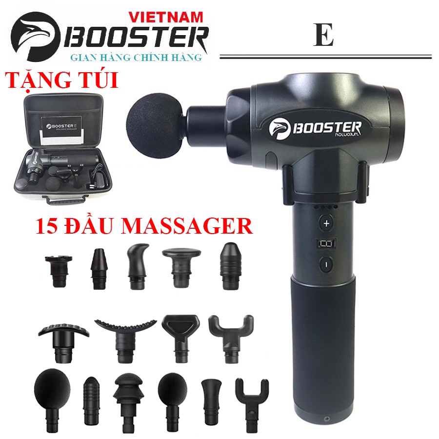 15 ĐẦU MASSAGE - BOOSTER E Máy massage , súng giãn cơ massage điều trị đau nhức mỏi cơ, đau cơ do tập gym - CHÍNH HÃNG