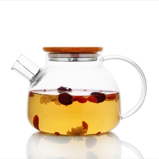 Ấm Thuỷ Tinh Pha Trà Nắp Gỗ 900ml