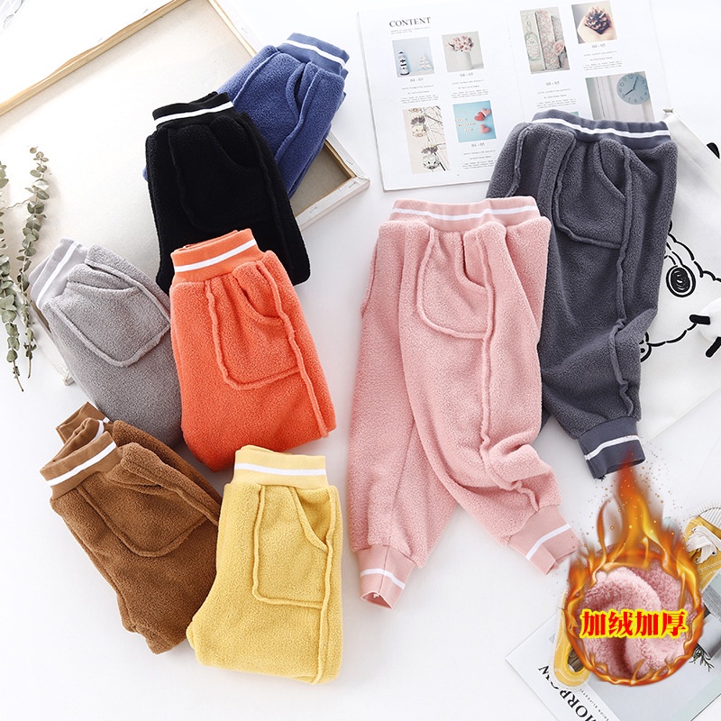 Quần dài thể thao vải Cashmere giữ nhiệt phong cách mới thu đông cho bé gái 2021