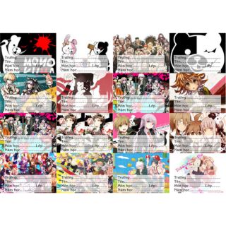 Nhãn vở anime monokuma 1 tờ 16 nhãn vở