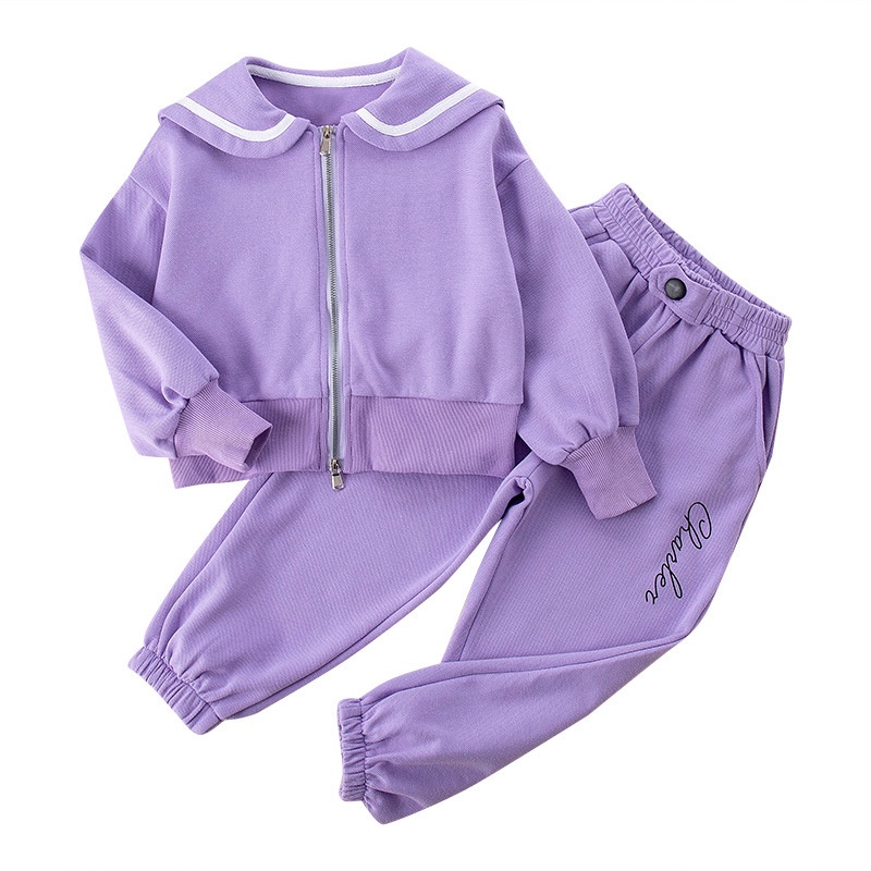 Áo Khoác Tay Dài Có Khóa Kéo + Quần Dài In Họa Tiết Hoạt Hình Phong Cách Hàn Quốc Thời Trang Thu Đông Cho Bé 100-160cm