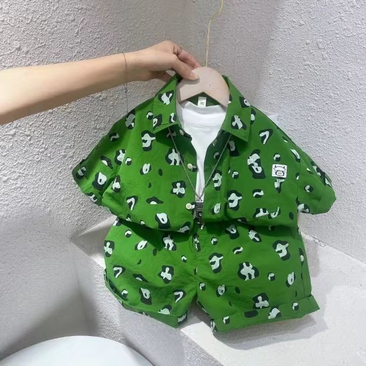 Set Áo Thun Ngắn Tay Và Quần Lửng Phong Cách Phương Tây Thời Trang Mùa Hè Dành Cho Bé Trai