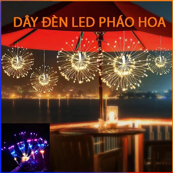Dây Đèn Led Pháo Hoa Chớp Nháy Nhiều Màu 2 Tầng 3 Tầng 5 Chùm Trang Trí Trong Nhà Và Ngoài Trời (chông nước )