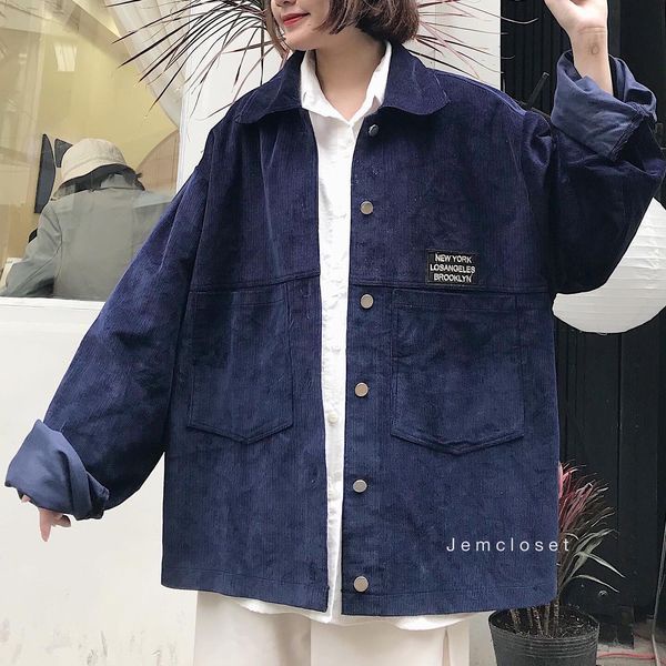 Áo Khoác Jacket Dáng Suông Chất Nhung Loại 1 Áo Khoác Nữ BROOKLYN From Rộng Unisex Trẻ Trung Cá Tính 1747